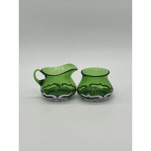 CAMBRIDGE FARBER BROTHERS GREEN CREAMER & SUGAR